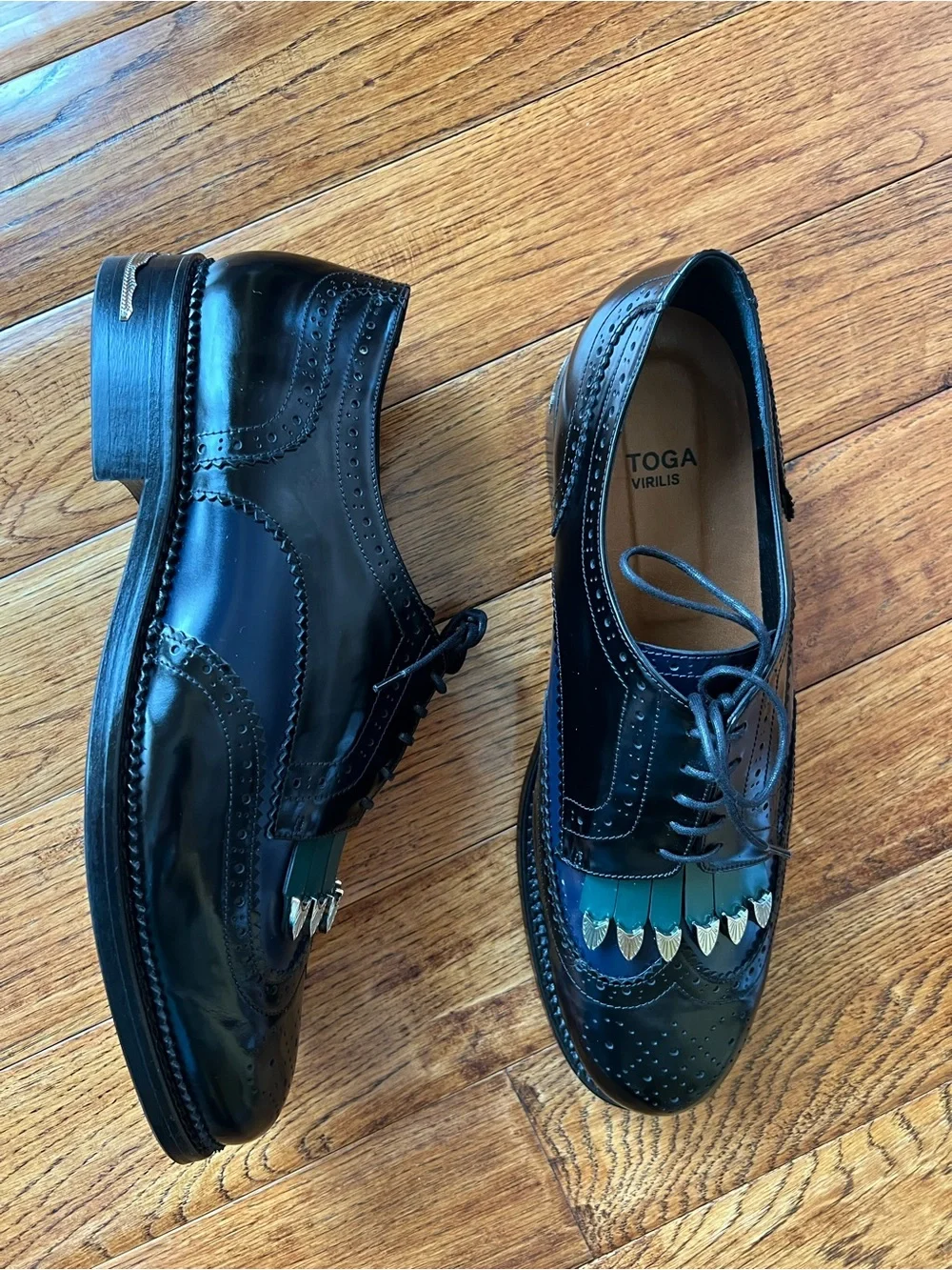 TOGA VIRILIS Men’s Shoes Polido Front Tassel Leather Brogues Size 13 (46 EU)